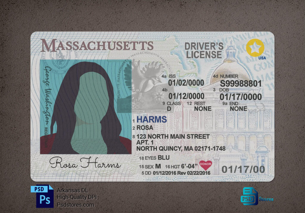 Massachusetts Driver License Template PSD Stores Massachusetts Driver License Template PSD Stores