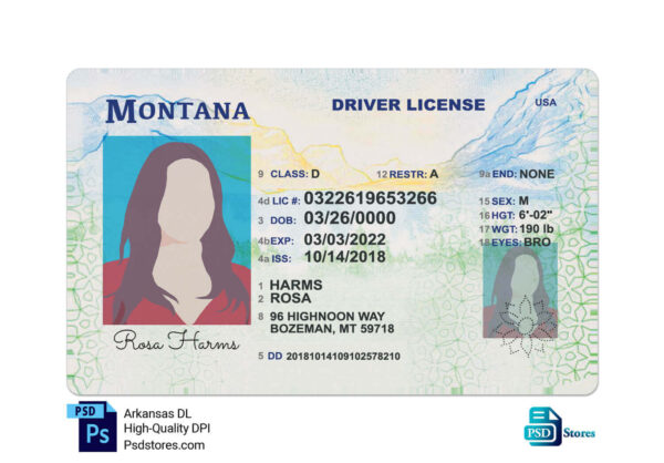 Montana Driver License Template - PSD Stores